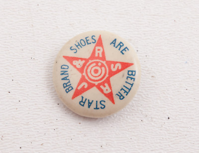 Star Brand Shoes are Better Pinback Button (WD2-2) Antiqe Vintage Red White Blue