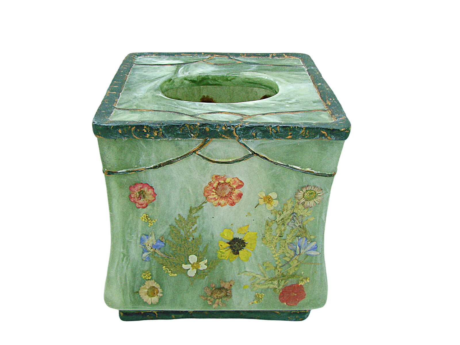 JCPenney Fresh Fields Dried Flowers Thick Acrylic Tissue Box Cover