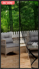 Magnetic Screen Door Mesh Curtain 36" x 96", Self-Sealing, Pet Friendly, Black