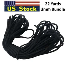 Black Round Elastic Cord Band For DIY Make Face Cover Trim Spandex 22Yard USA
