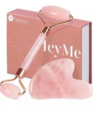 Rose Quartz Jade Roller Gua Sha Face Body Therapy Massager Stone Set Natural.160