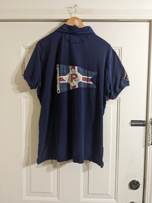 Vintage Polo Ralph Lauren RLPC Yacht Club Flag Men's XL Blue BIG