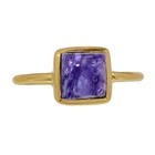 18K Gold Vermeil Natural Siberian Charoite Ring Jewelry s.4.5 CR66206