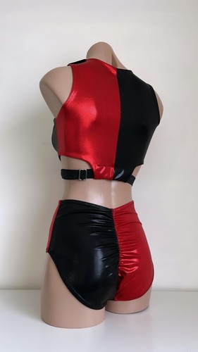 Schminke 🃏Harlequin circus pole dance wear Pleasure top two tones split colours - Picture 16 of 16