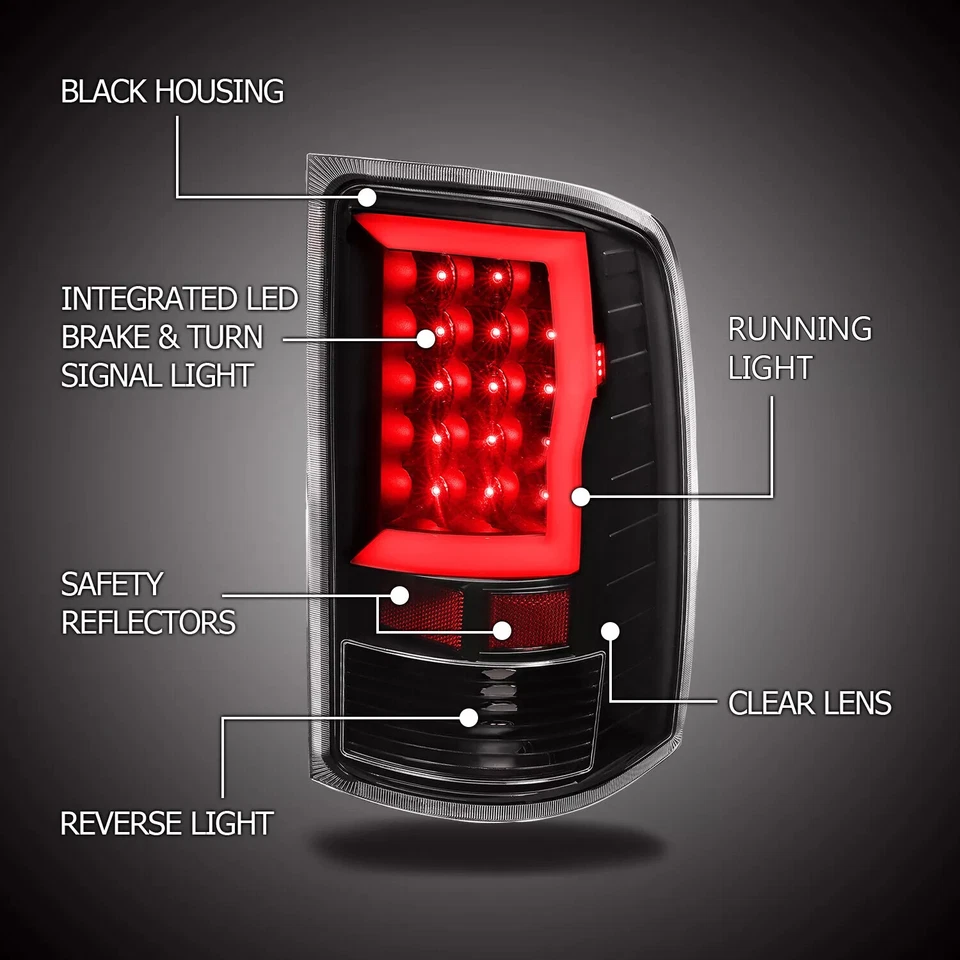 LED Tail Lights Lamps Black For 2007-2013 2014 GMC Sierra 1500 2500HD 3500HD - Image 2 of 4