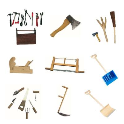Miniatur Werkzeug 3-7 cm Axt Hobel Säge Schneeschaufel Minigarten Deko Wichtel