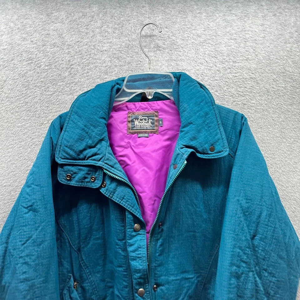 Chaqueta Woolrich Vintage Mujer Mediana Azul Rosa Abrigo de Esquí Hecho en EE. UU. Damas Foto 2 de 4