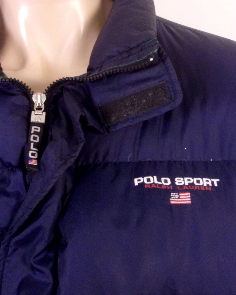 Chaqueta acolchada de plumón de ganso Ralph Lauren Polo Sport vintage años 90 usada en excelente estado bandera de EE. UU. XXL Foto 2 de 4