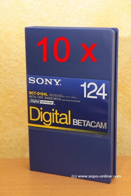 10 x Sony BCT-D124L Digital Betacam Cassette Kassette Metal Tape Black Coated
