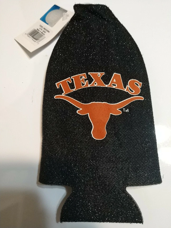 Texas Longhorns NCAA Football 12oz Beer Bottle Glitter Zippered Drink Koozie - Image 2 of 4