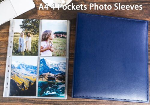30Pack 240 Pockets A6 Photo Sleeves for A4 2/3/4 Ring Binder 4 Pocket 109x153 mm - Picture 2 of 7