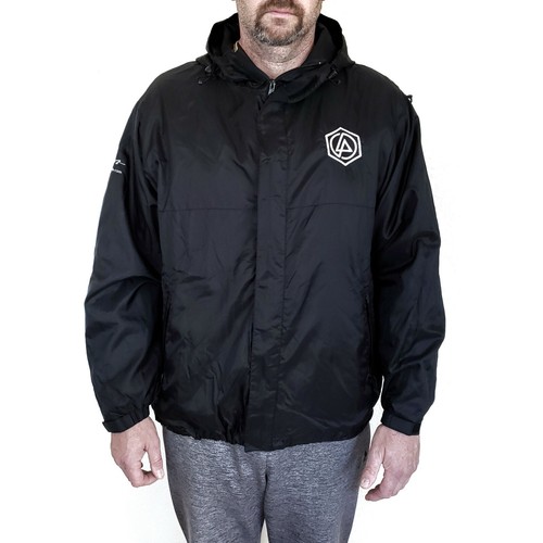 windbreaker black hooded jacket Size 