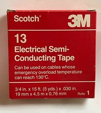 SCOTCH 3M 13 ELECTRICAL SEMI-CONDUCTING TAPE 3/4" X 15' X 0.30" NEW IN BOX
