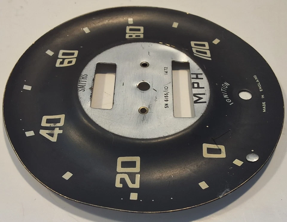Austin Healey Bugeye Sprite Mk1 Smiths 速度表表表盘面部-有凹痕-S1 #39 #7 — 第 4/4 张图片