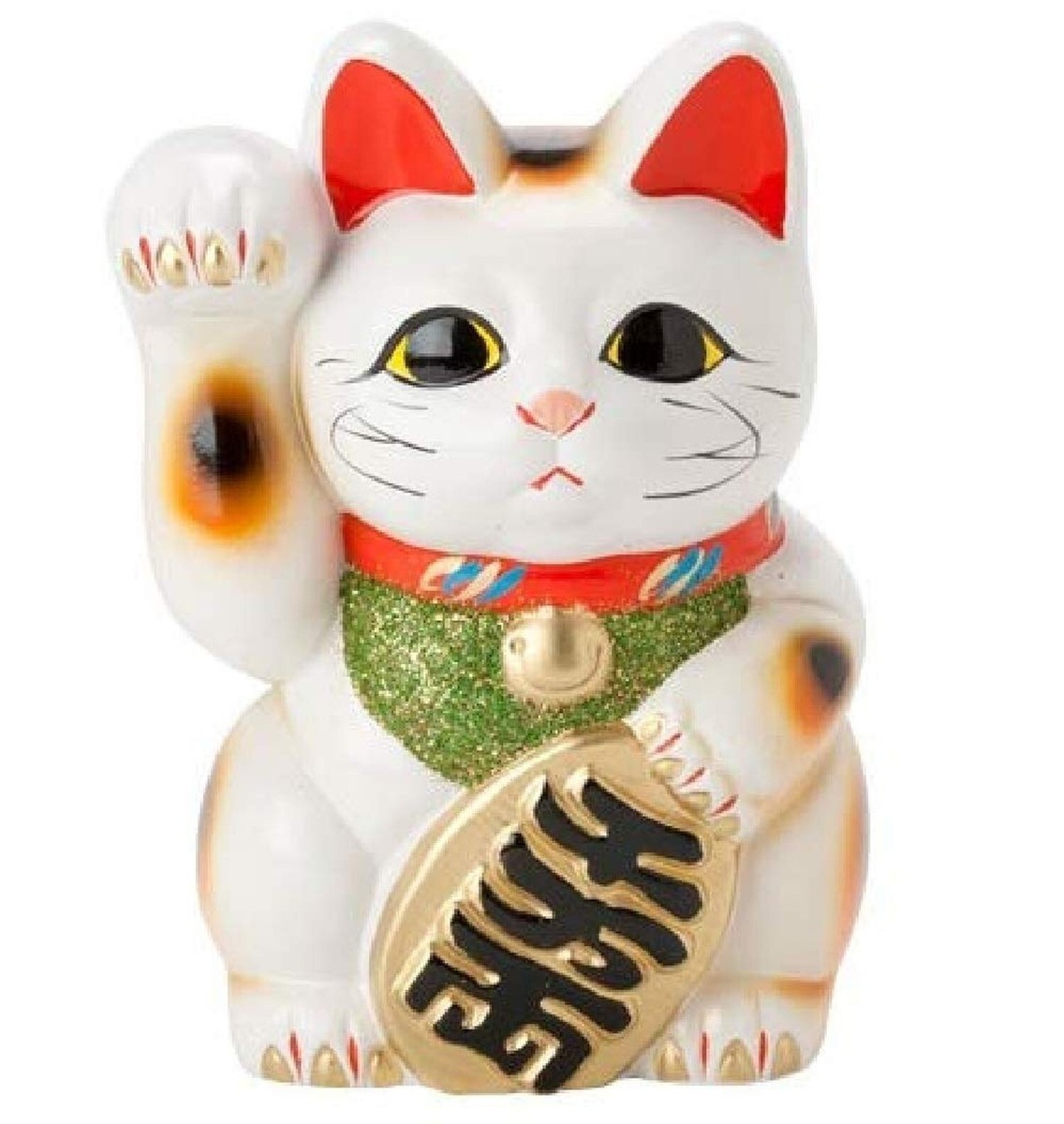 Made in Japan Lucky Cat 7.5'' Tokoname Porcelain White Maneki Neko