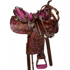 Western Barrel Racing Horse Saddle Premium Leather with tack set 10'' to 18' in