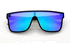 Quicksilver Shield Sunglasses Black Frame Flash Blue-Purple Mirror Single Lens