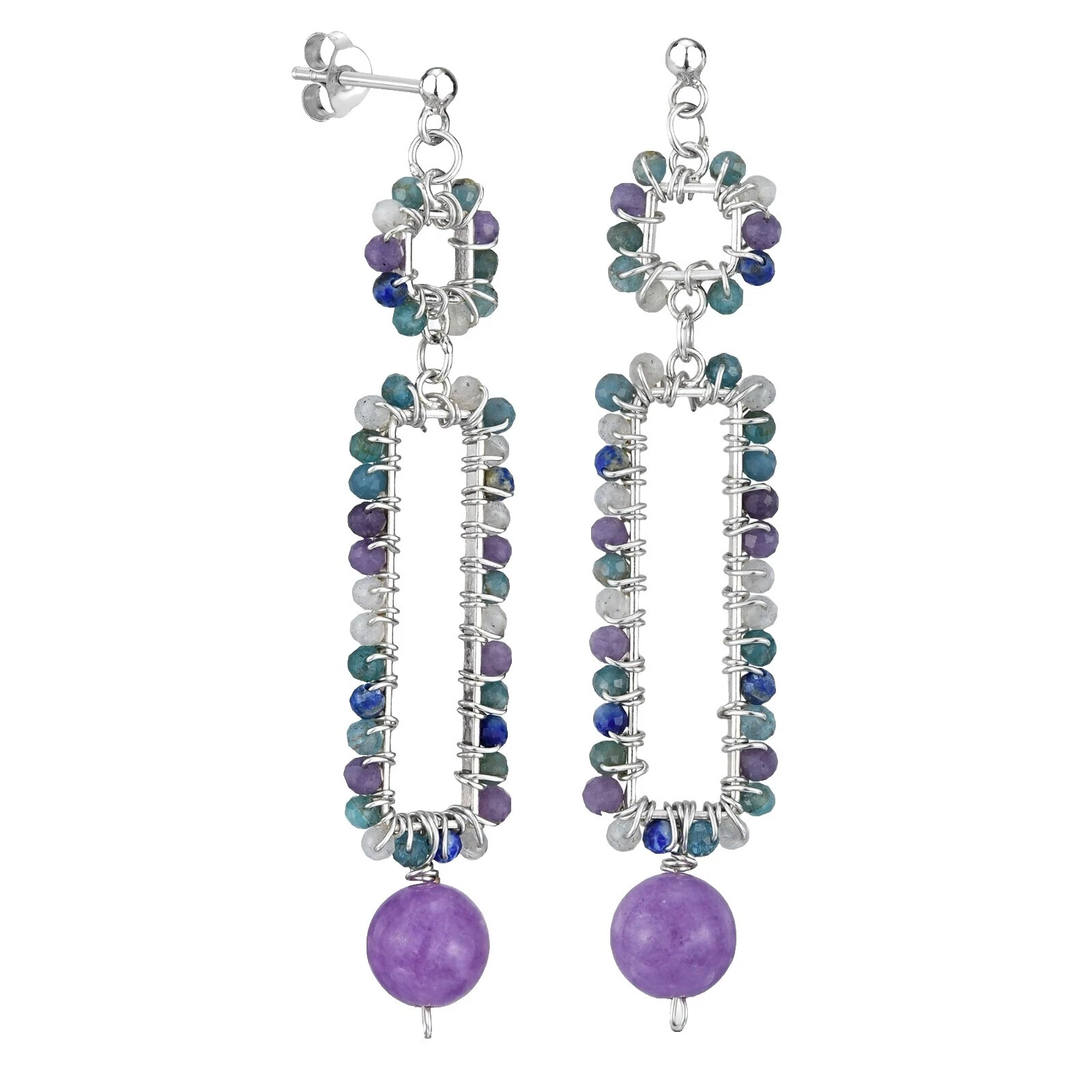 Pendientes de piedra de jaspe de moda