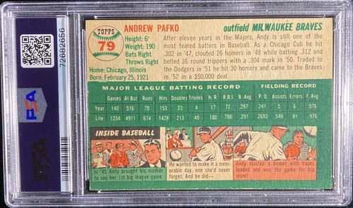 1954 Topps #79 Andy Pafco PSA 6 - 第 2/2 張圖片