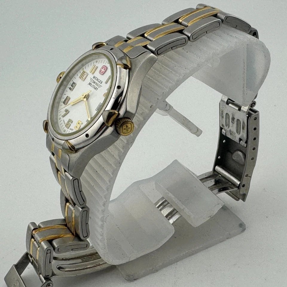 Швейцарские женские кварцевые часы Wenger 100 м двухцветная сталь аналоговые ~на запчасти ремонт - Изображение 4 из 4