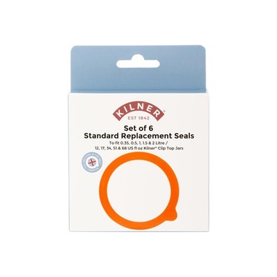 Kilner Ersatz-Gummidichtungen 6er Pack luftdicht 0,35 l - 2 l Gläser, orange 