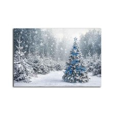 Christmas Tree Canvas Wall Art 16x24in Winter Snow Scene