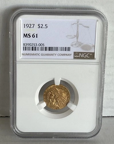 1927 $2.5 Gold Indian Head NGC MS61