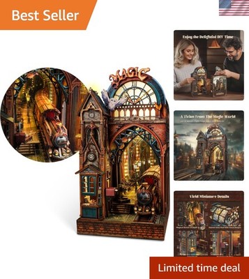 LED 3D Puzzle Magic Station Book Nook Kit - Interactive 3D Wood Puzzle LED Ma...