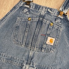 Vintage Y2K Carhartt Men's R07-DST Blue Denim Bib Overalls Size 50x30 Workwear