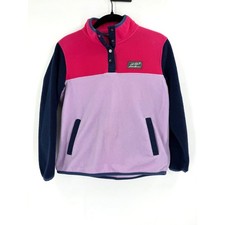 Eddie Bauer Fleece Pullover Girls M 10/12 Pink Purple Colorblock Gorpcore