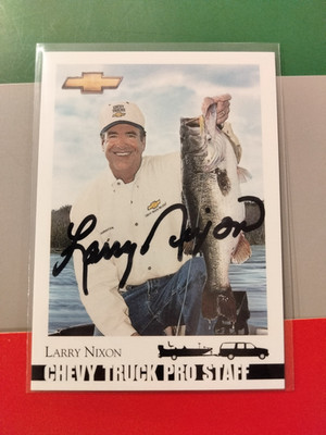 01' Outdoor Collection LARRY NIXON (auto) vintage Pro Bass card Chevy free ship