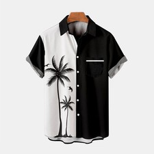 Mens Floral Hawaiian Shirt Short Sleeve Button Down Shirt