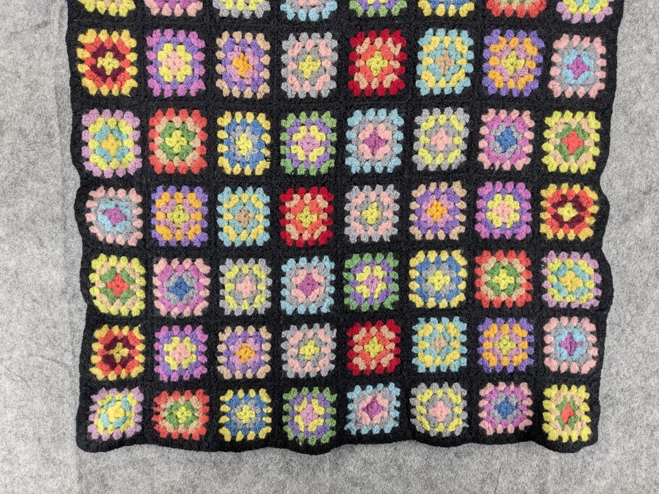 Vintage Crochet Granny Square Roseanne Afghan Throw Blanket Multicolor 25"x40" - Image 4 of 4