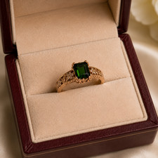 Natural Emerald Diamond Emerald Cut Wedding Ring 14K Yellow Gold Plated 1.60 Ct