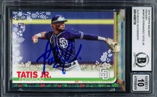 Fernando Tatis Jr. Signed 2019 Topps Holiday RC HW126 Padres Auto GM 10 Beckett