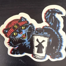 Dutch Bros Black Cat Glow Beanie Sticker 