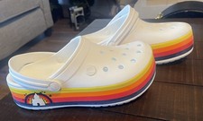Disney Crocs Iconic White Retro Stripe Castle Platform M6/ W8. Resort