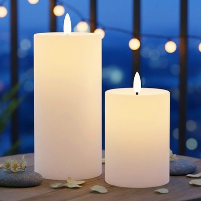 Solar LED Stumpen Kerze weiß 2er Set - 15 / 10 cm