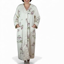 Carol Hochman Floral Terry Cloth Robe 3X Long Button Front Plush Loungewear