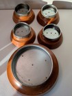 Vintage Hellerware Salad Bowl Set Danish Modern Style Wood Chrome MCM Boho — photo 9