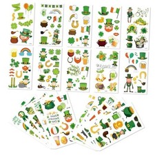 St Patricks Day Temporary Tattoos: 200Pcs Shamrock Patterned Tattoos Kit for