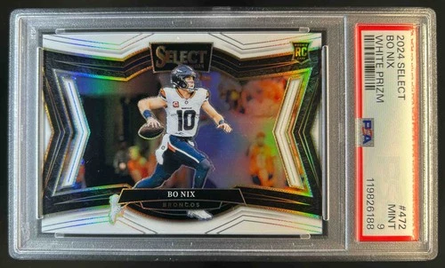 2024 Select Bo Nix Field RC White Prizm Rookie #/35 Broncos PSA 9
