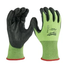 Milwaukee 12 Pair High Visibility Cut Level 5 Polyurethane Dipped Gloves Medium