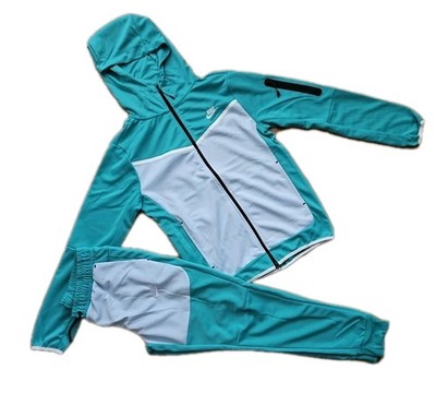 New Nike Tech Cotton Sweat Suit  Hoodie & Joggers Men's Aqua/Sky Medium. 