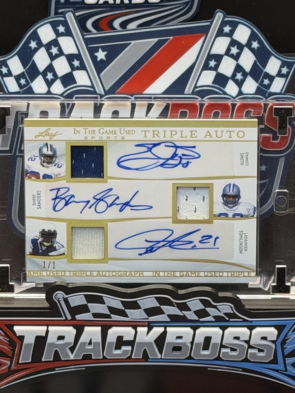 🔥Leaf 2025 In The Game Used Triple Patch Auto GOLD 1/1 Smith Sanders Tomlinson