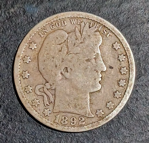 ☆SILVER☆ 1892-o USA BARBER QUARTER -RARE- 1st Year ■ .1808 OZ of SILVER!!! EV-C1