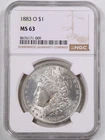 1883-O $1 Morgan Silver Dollar MS63 NGC 8676171-009