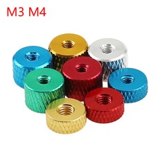 M3 M4 Knurled Thumb Nuts Through Hole Aluminum Flat Round Hand Grip Knobs Nuts