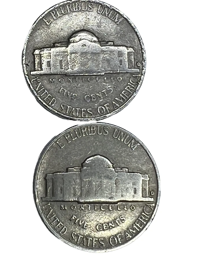 1960 D Jefferson Nickel 2 Coins Bar O Nickel Error In One Coin. DD REVERSE IN D - Image 3 of 4