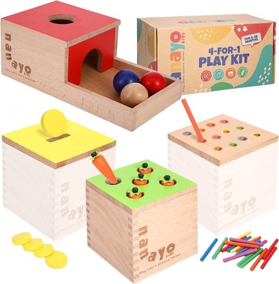 4-for-1 Play Kit Includes Object Permanence Box Coin Carrot Harvest Game